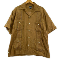 半袖シャツ LINEN GUAYABERA SHIRT L ブラウン
