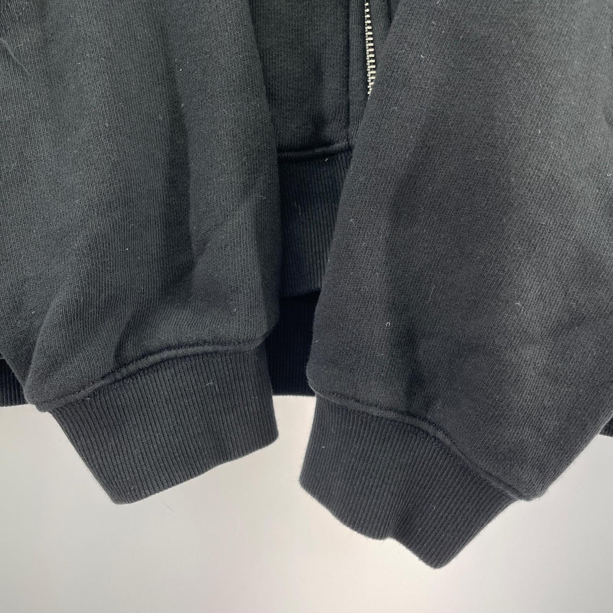 パーカー LEATHER ELBOW PATCH ZIP HOODED SWEAT L ブラック