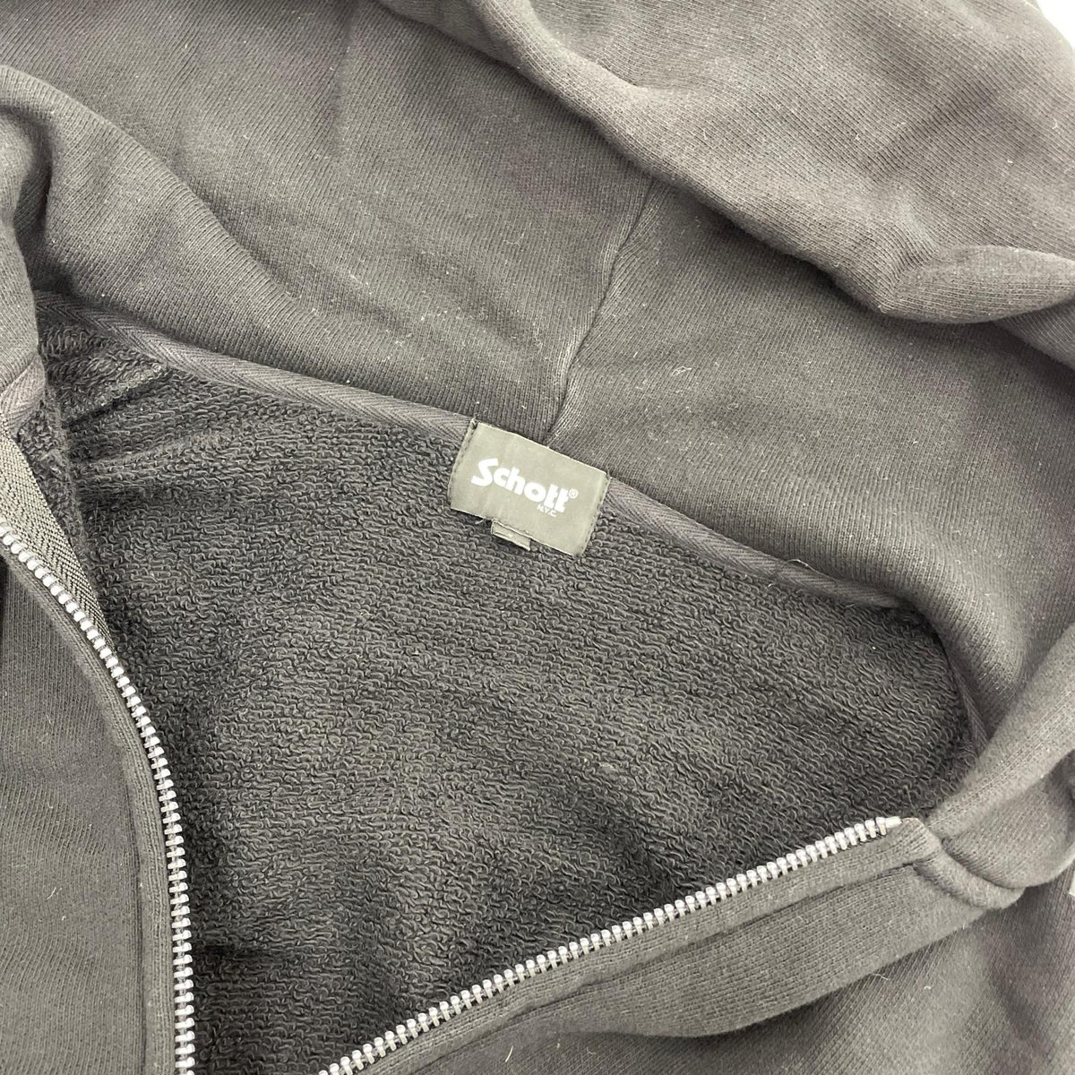 パーカー LEATHER ELBOW PATCH ZIP HOODED SWEAT L ブラック