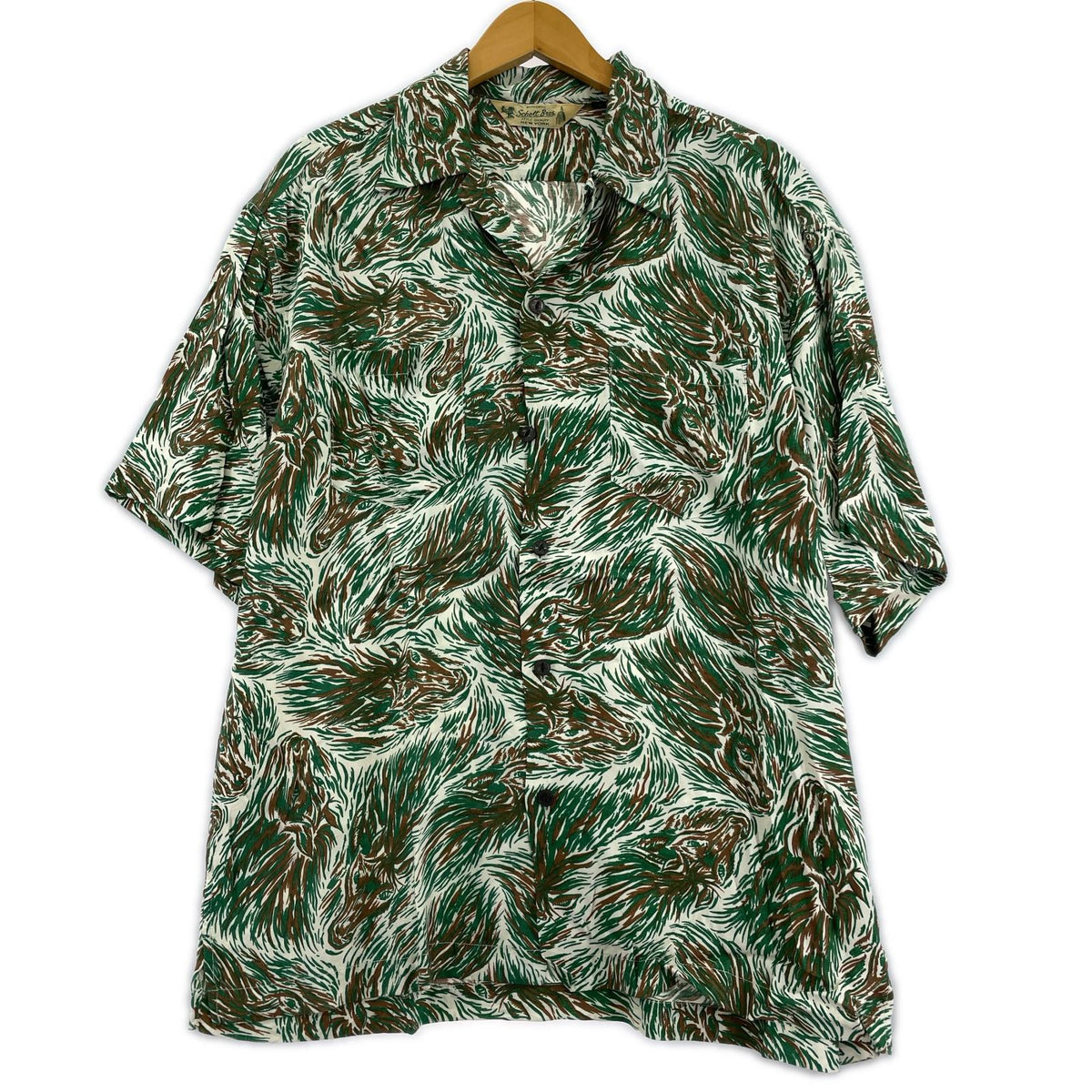 半袖シャツ HORSE RAYON ALOHA SHIRT L グリーン