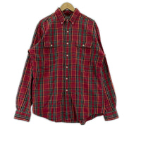 長袖シャツ RL WORKSHIRT BDシャツポニー無し コットン チェック 赤 (L) L レッド