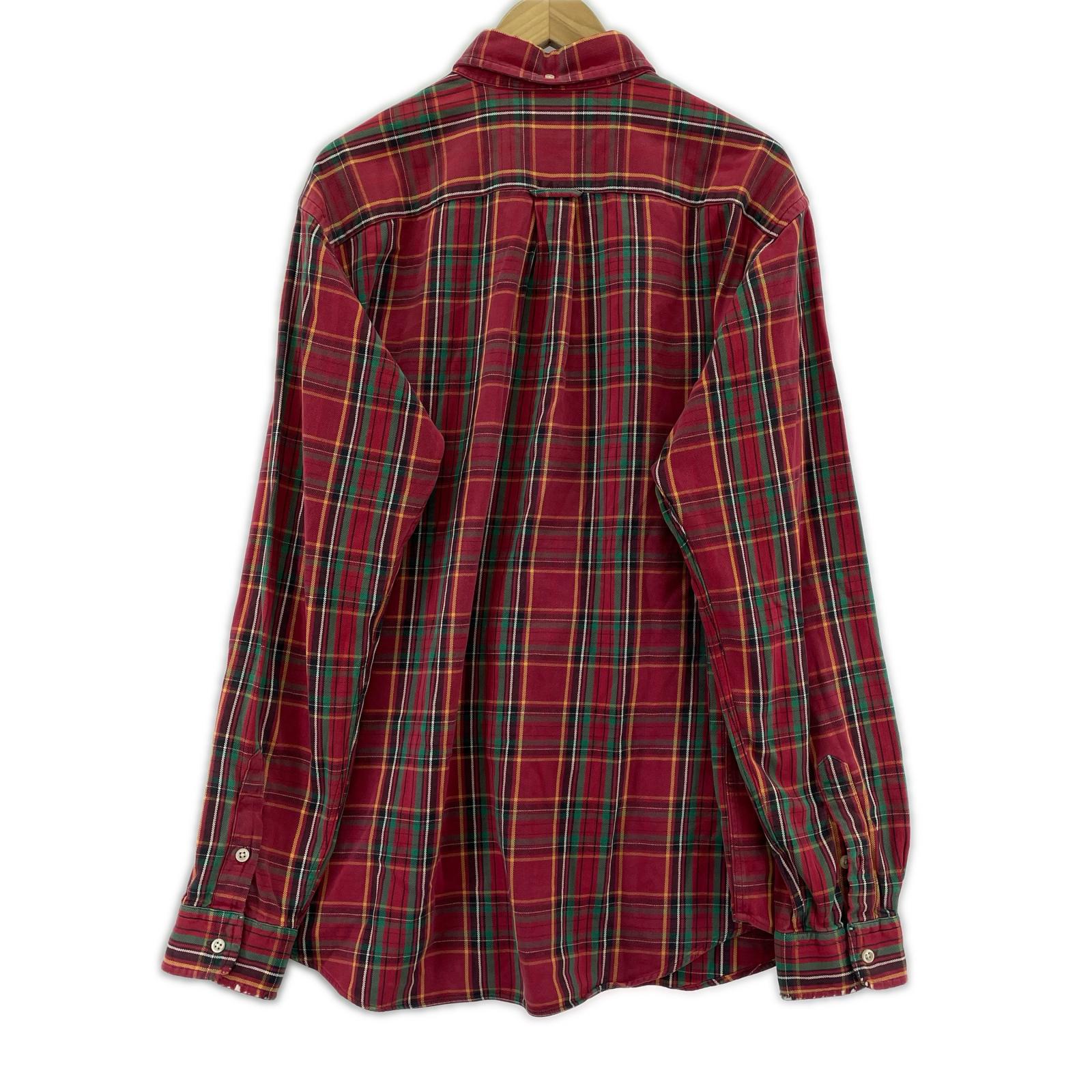 長袖シャツ RL WORKSHIRT BDシャツポニー無し コットン チェック 赤 (L) L レッド