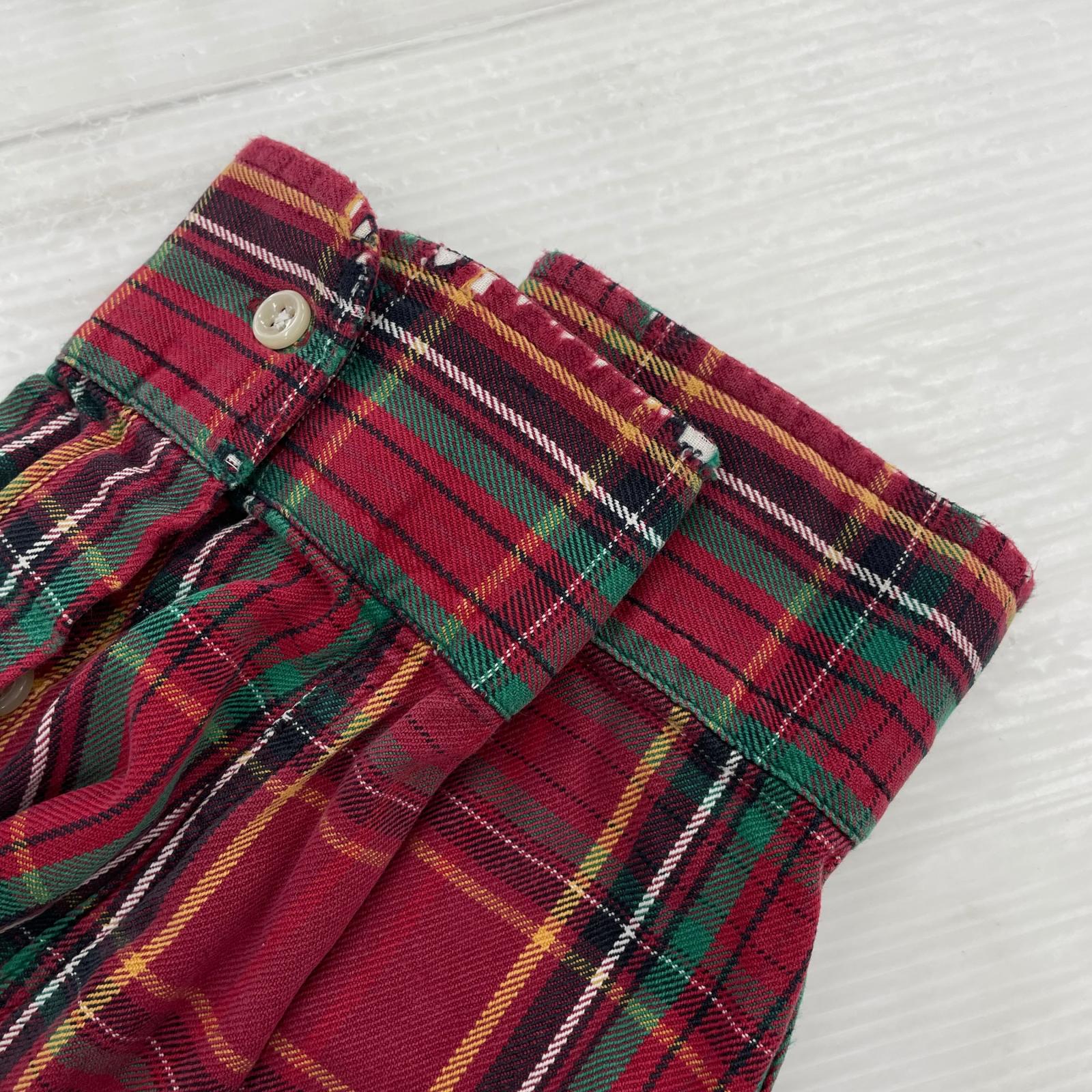 長袖シャツ RL WORKSHIRT BDシャツポニー無し コットン チェック 赤 (L) L レッド