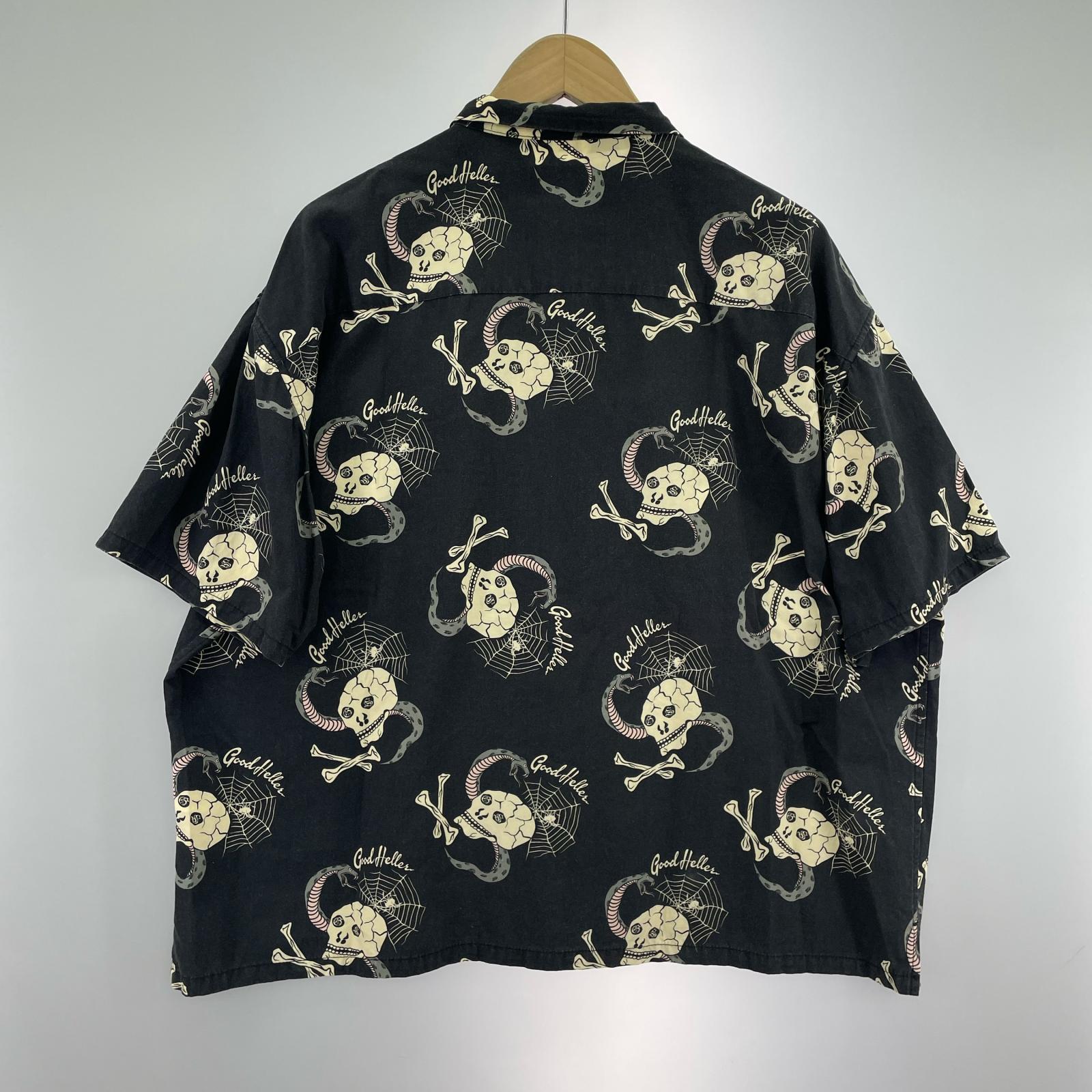 半袖シャツ GOOD HELLER スカル柄 BLK L L ブラック