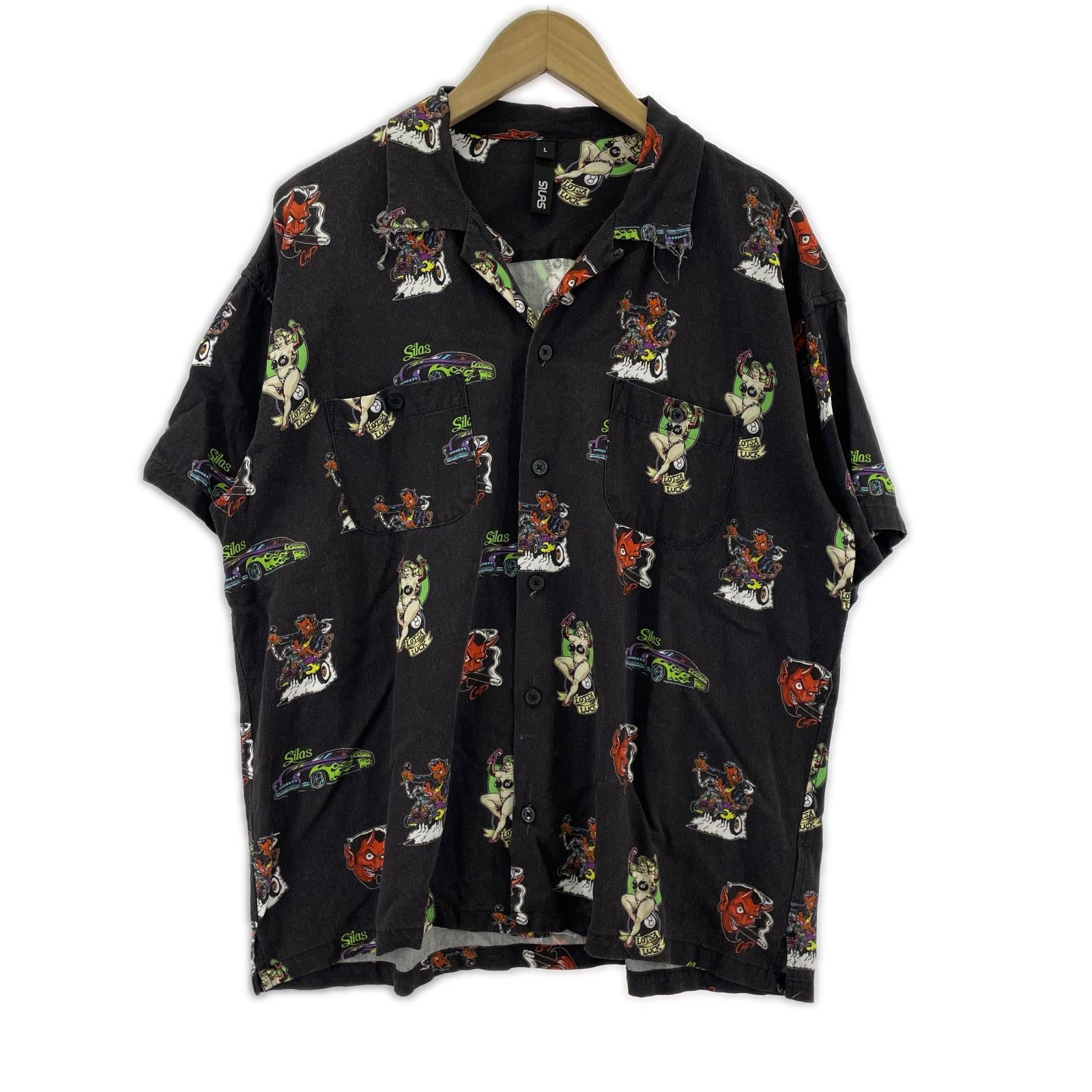 半袖シャツ ×COOP 総柄オープンカラーシャツ BLK L L ブラウン