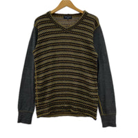 ニット HOMME 切替総柄ﾆｯﾄ ＡＤ2012 M M ブラウン