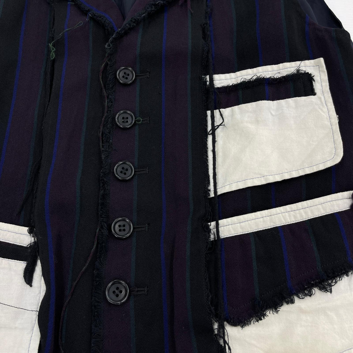 その他アウター カットオフ ジレ M ストライプ M