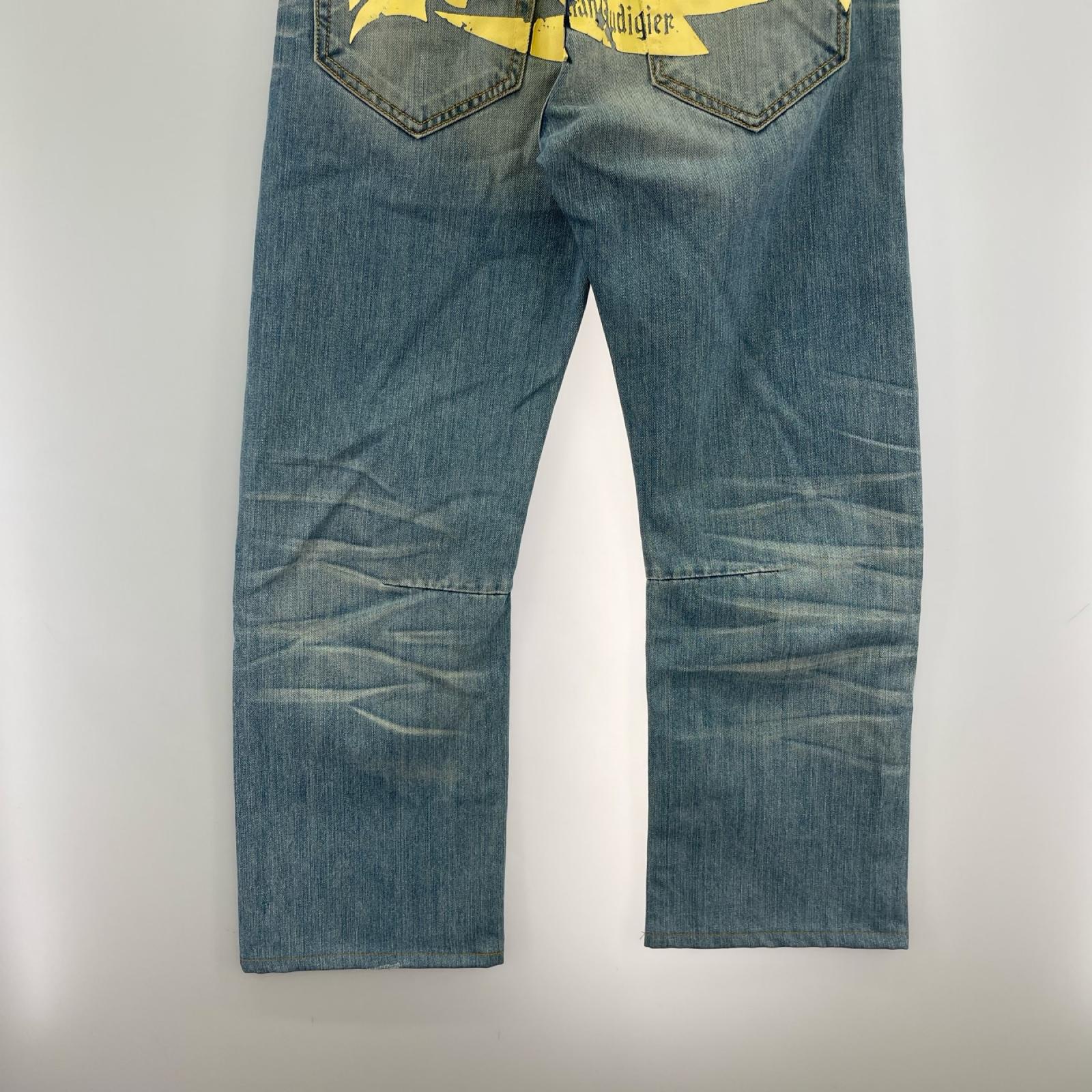 デニムパンツ Ed Hardy Y2K ﾊﾞｯｸﾌﾟﾘﾝﾄﾃﾞﾆﾑﾊﾟﾝﾂ 29 ブルー