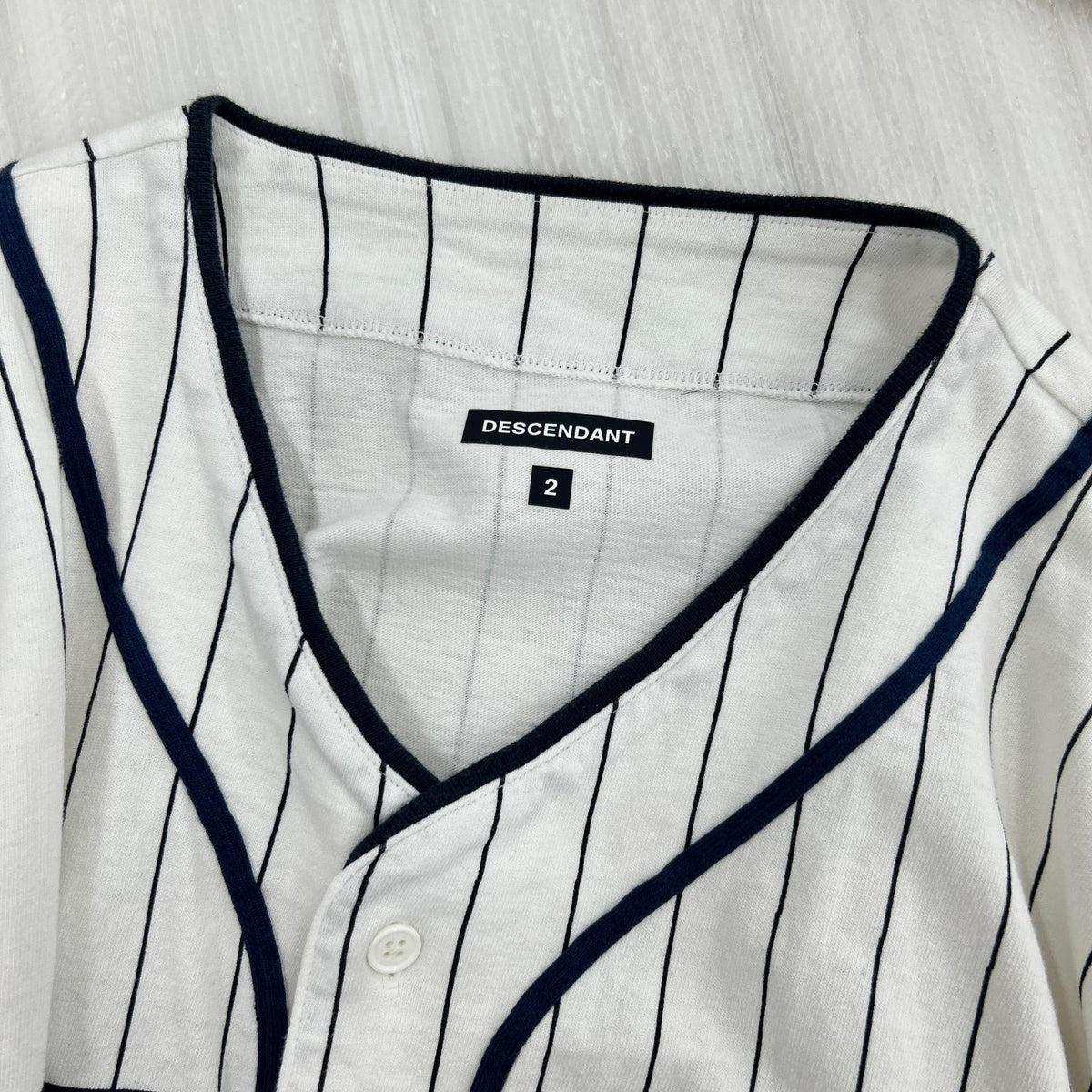 長袖シャツ DESCENDANT 22SS BLEEK BASEBALL LS SHIRT 2 ホワイト×ネイビー 2 ホワイト