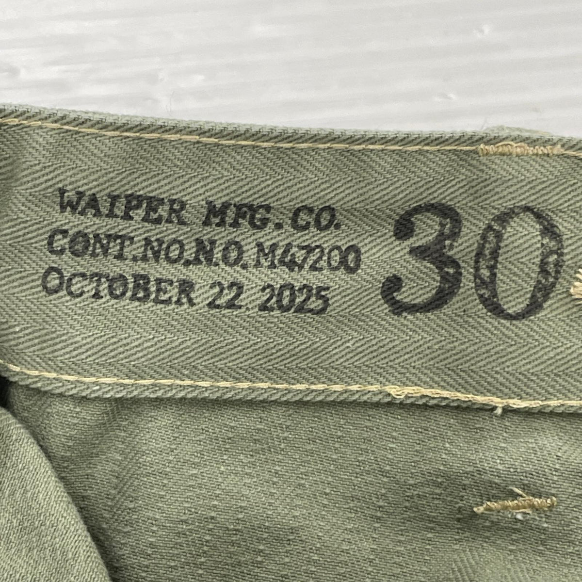 パンツ WAIPER 米軍 1940's モンキーパンツ ヘリンボーン オリーブ 30