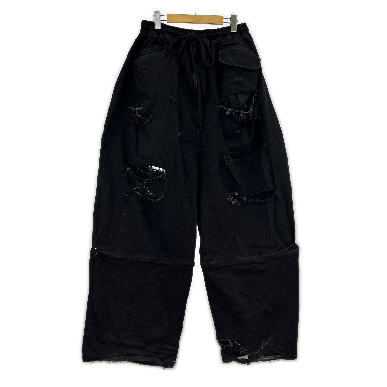デニムパンツ YORI SPORT 25ss ZIP UNDERWEAR DENIM 34 ブラック