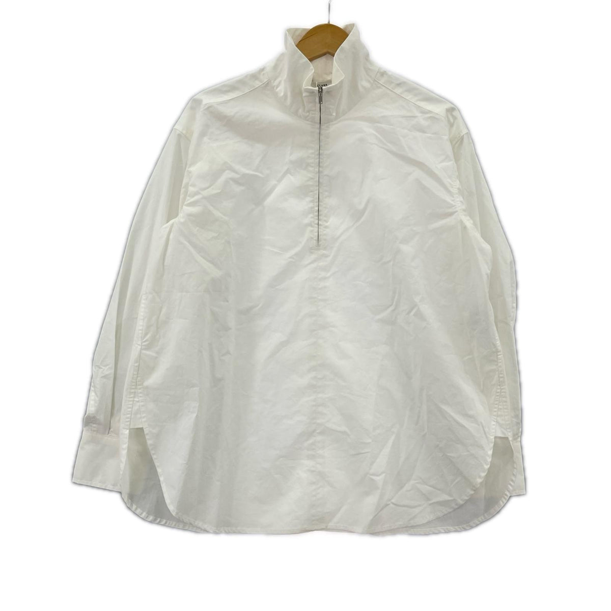 長袖シャツ HALF ZIP STAND COLLAR SHIRT 　白 1 ホワイト