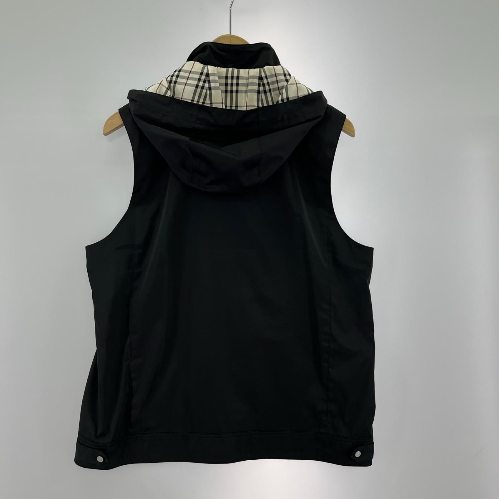 長袖シャツ BURBERRY BLACK LABEL ﾅｲﾛﾝﾌｰﾃﾞｨﾍﾞｽﾄ 裏地ﾁｪｯｸ 黒 (L) L グレー