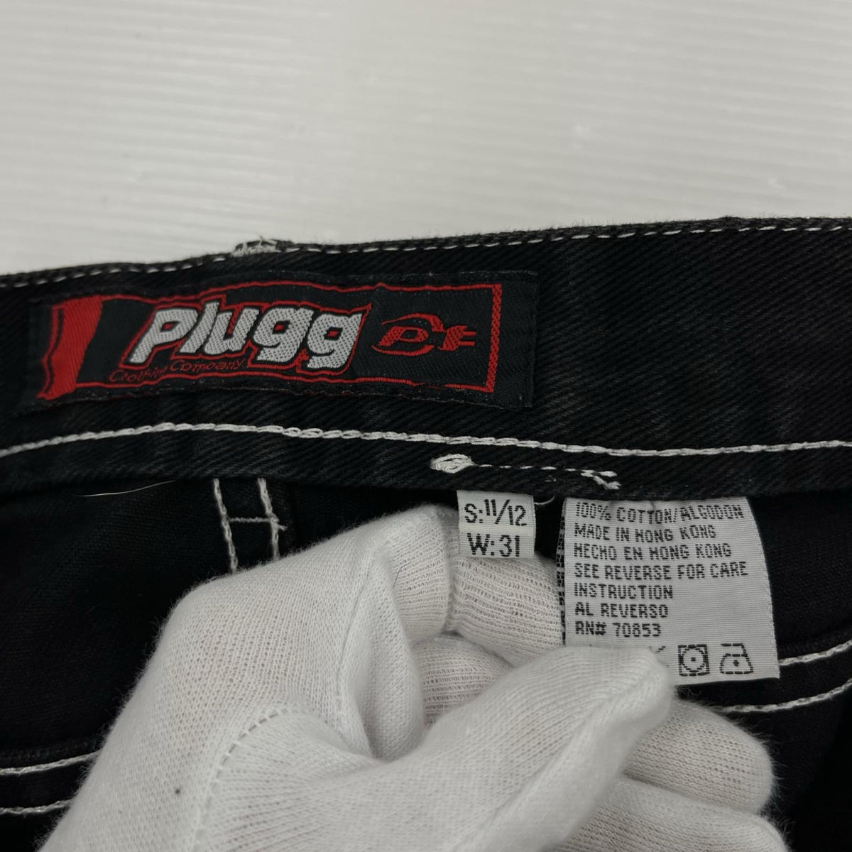 デニムパンツ 90s Plugg 黒 ｻｲﾄﾞﾗｲﾝ (31) 31 ブラック