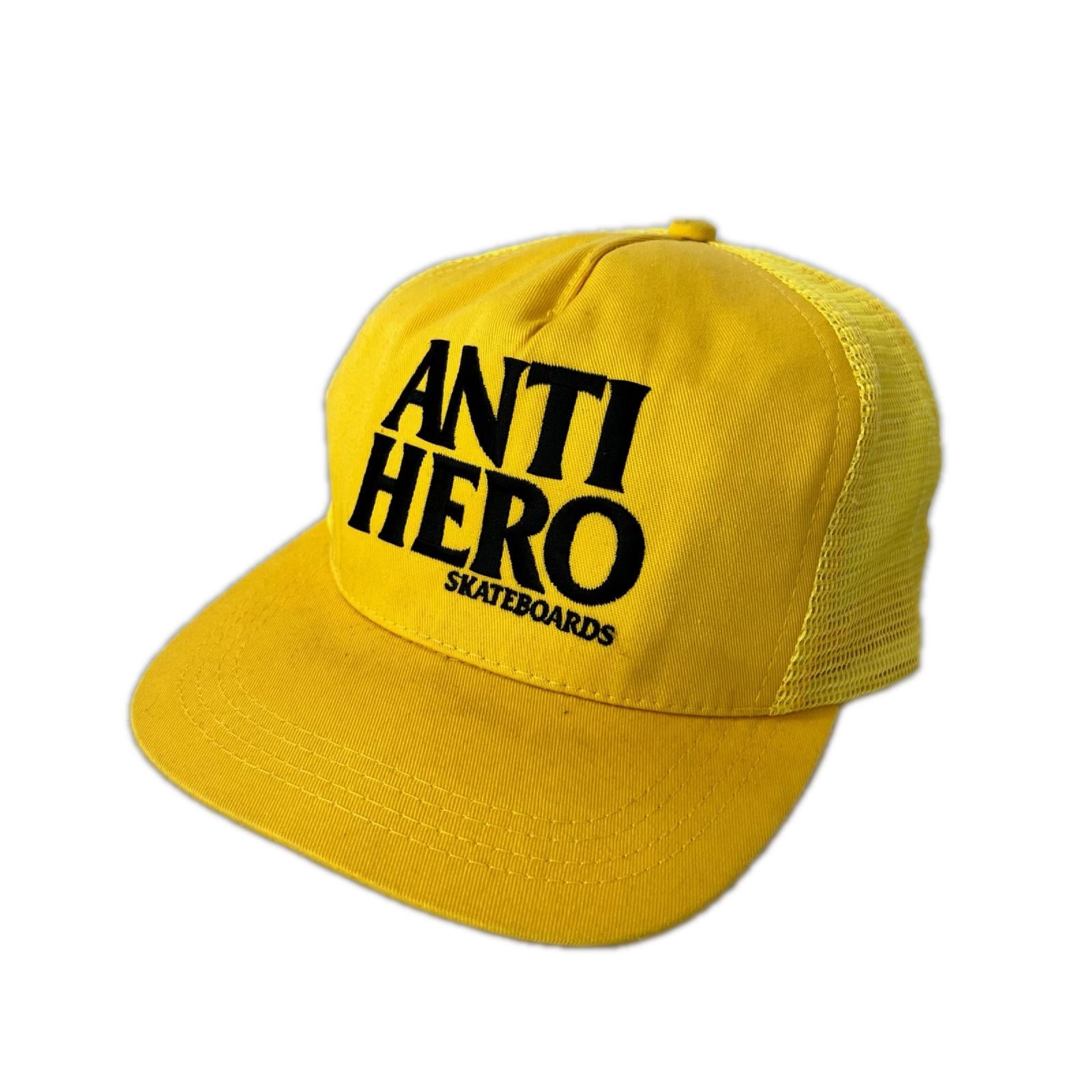 キャップ 90s USA製 ANTI HERO ﾒｯｼｭｷｬｯﾌﾟ イエロー