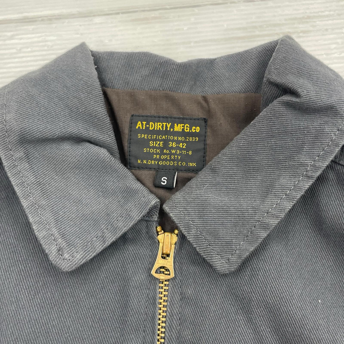 ジャケット AT-DIRTY LEATHER SLEEVE WORK JACKET S ブラック