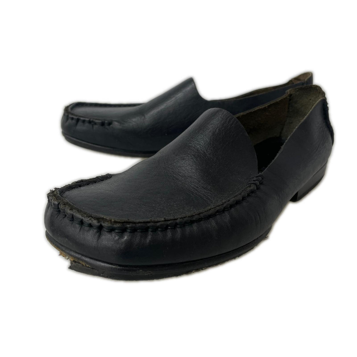 シューズ MEN レザー スクエアローファー 黒 (26.0) 26 ブラック