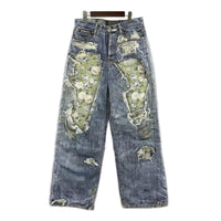 デニムパンツ 1981 Rose Print Denim Jeans (M) M ブルー