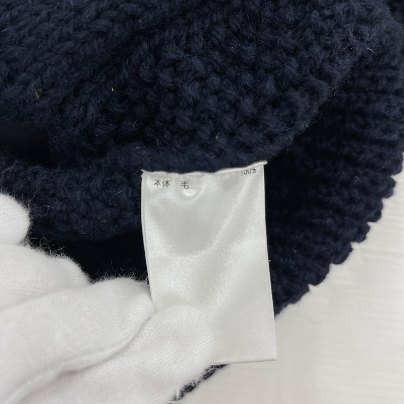 カーディガン ATHENA DESIGNS CREW NECK BUTTON (36) ネイビー