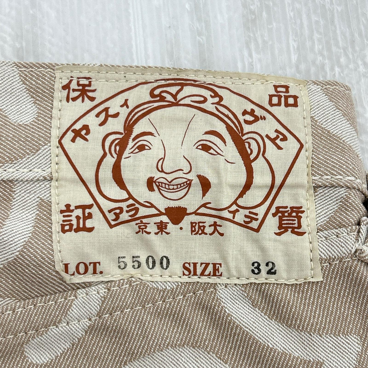 デニムパンツ Lot.5500 JACQUARD カモメ 総柄 32 ベージュ