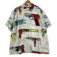 半袖シャツ Guns Silk S/S Shirt Stone/総柄/白/XL ホワイト