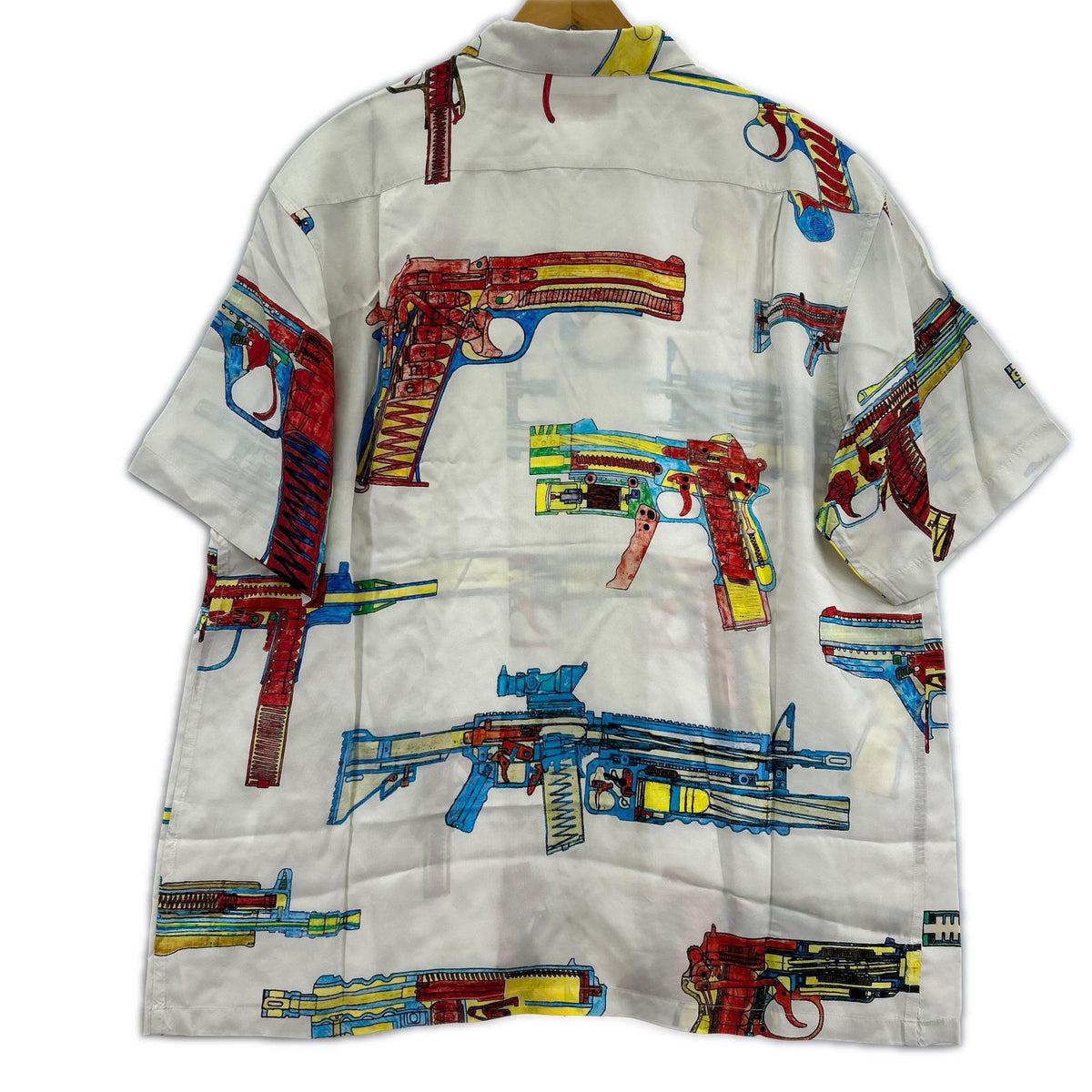 半袖シャツ Guns Silk S/S Shirt Stone/総柄/白/XL ホワイト