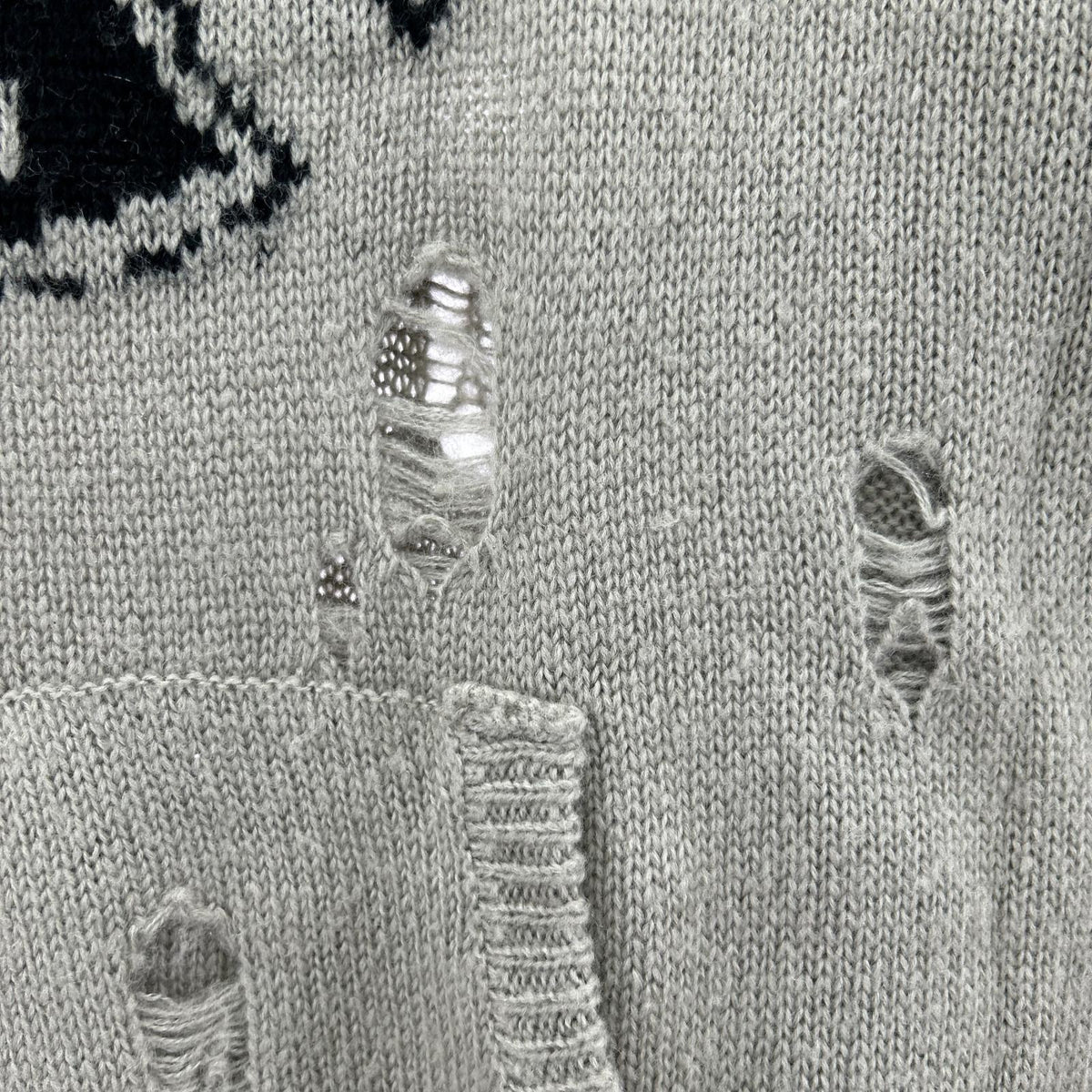 ニット SOUTHSIDE CROSS DAMAGE MOHIR HOODIE (M)黒 M カーキ