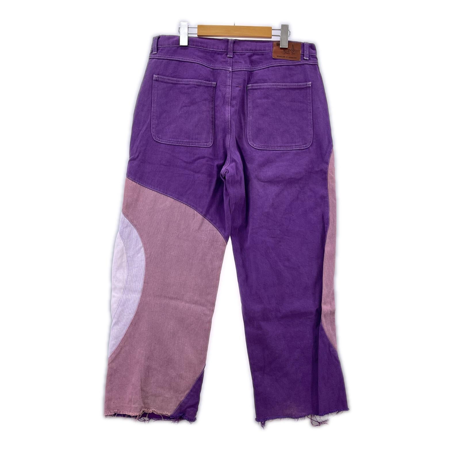デニムパンツ KIDSUPER STUDIOS 23AW ウェーブパネル切替 デニムパンツ 34 パープル 34 パープル
