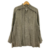 長袖シャツ ISSEY MIYAKE 80s 筆タグ プリーツリネンバンドカラーシャツ M グレー