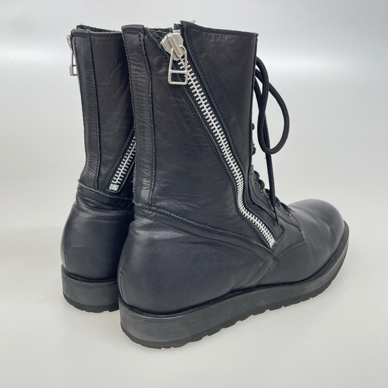 ブーツ pour homme 3ジッパーミリタリーブーツ 黒 ブラック
