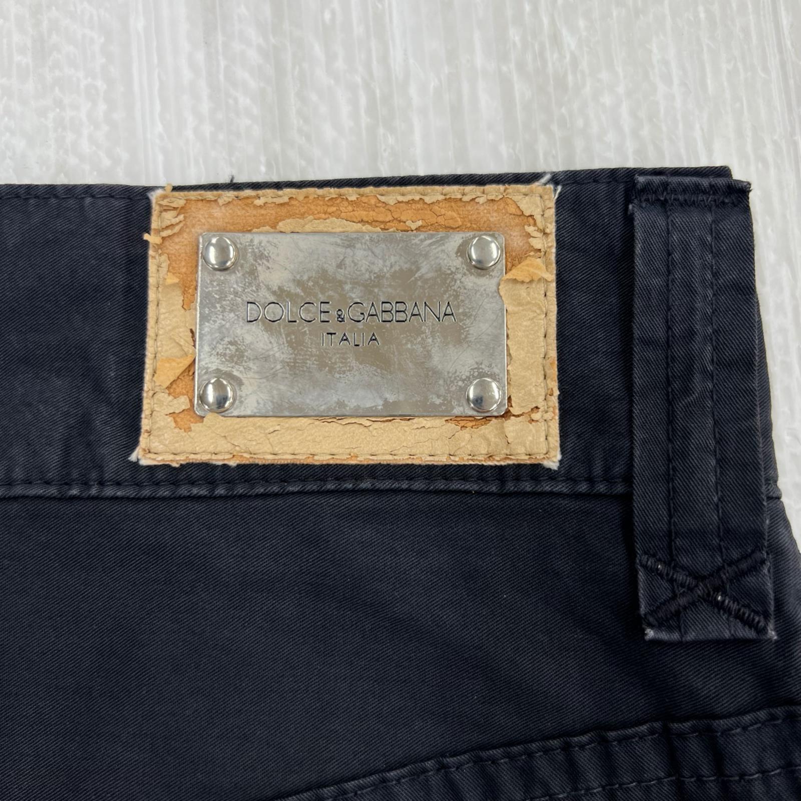 パンツ DOLCE＆GABBANA ﾛｺﾞﾌﾟﾚｰﾄﾊﾟﾝﾂ 46 ブラック