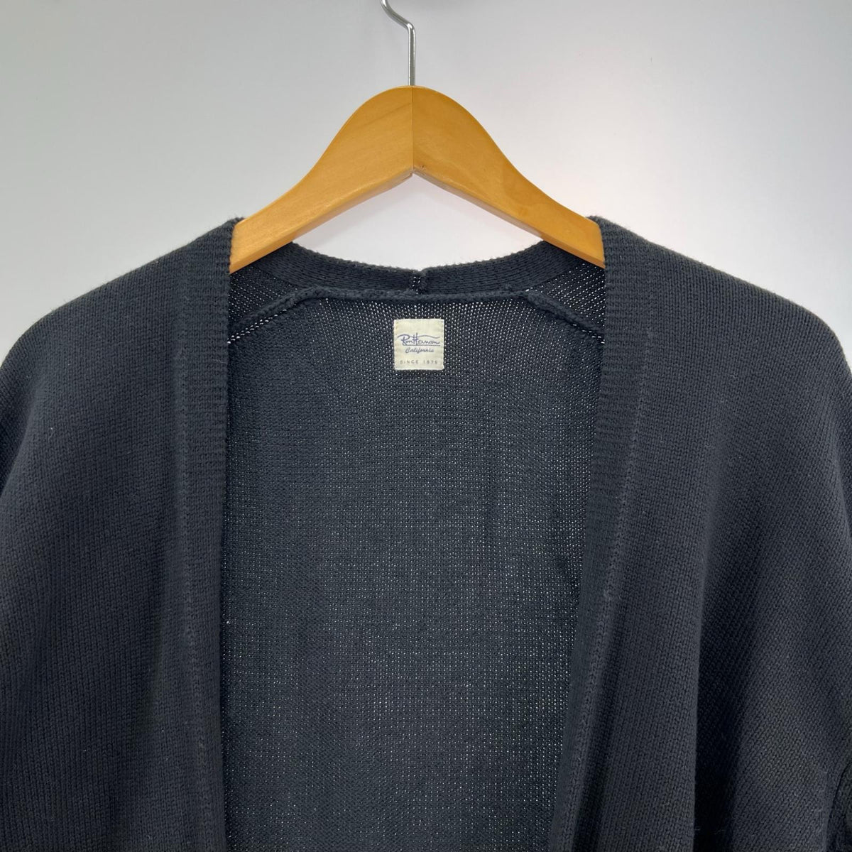 カーディガン ﾎﾞﾀﾝﾚｽ ｺｯﾄﾝﾆｯﾄ 黒 (L) L ブラック