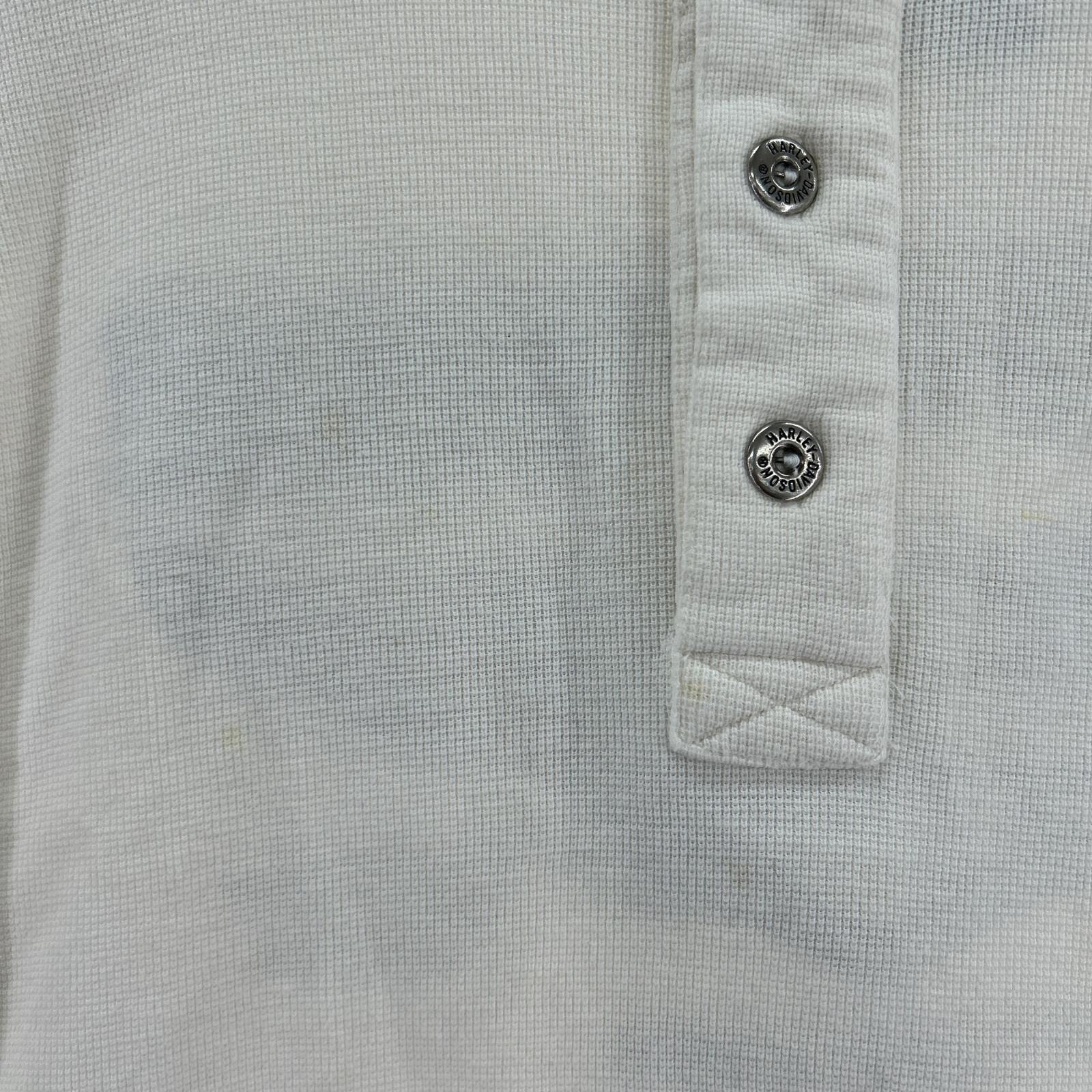 長袖Ｔシャツ サーマル ヘンリーネック ホワイト 刺繍（S) S ホワイト