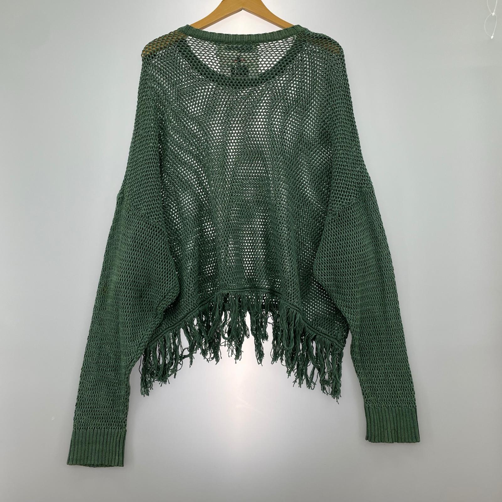 長袖Ｔシャツ Pullover Fringe Net Knit フリー グリーン