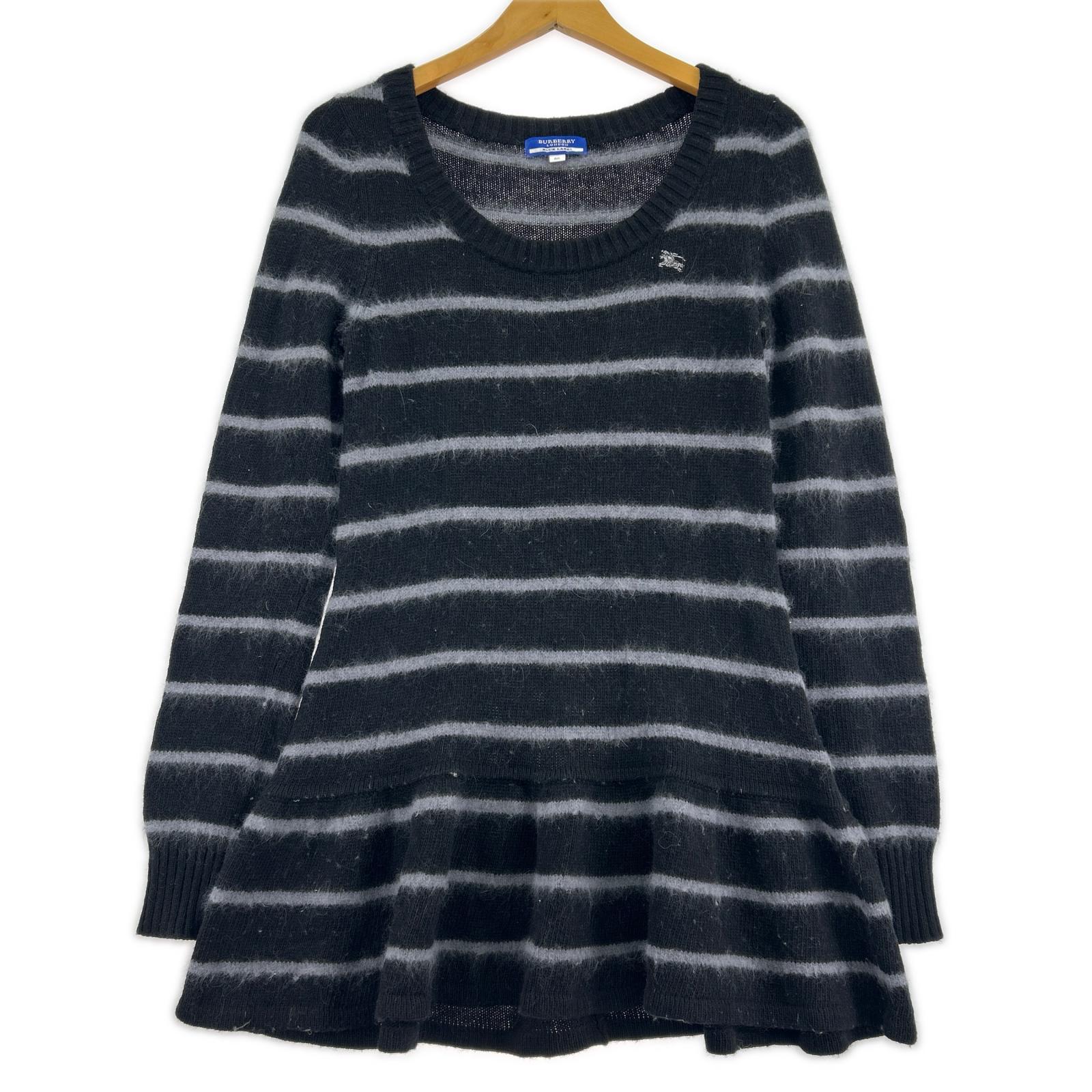 ニット アンゴラ カシミヤ混 ペプラムニット ボーダー 38