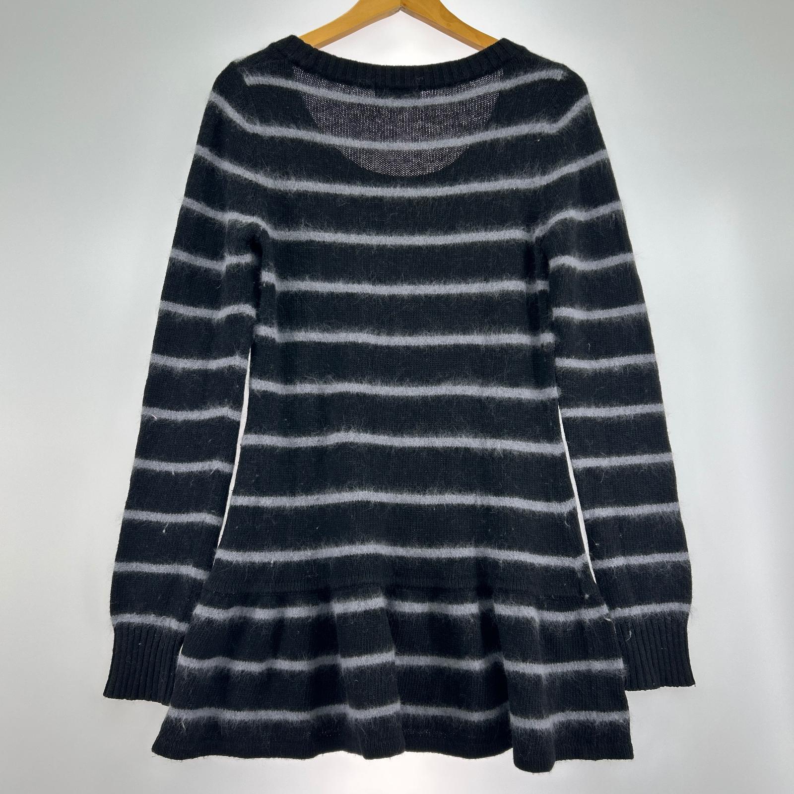 ニット アンゴラ カシミヤ混 ペプラムニット ボーダー 38