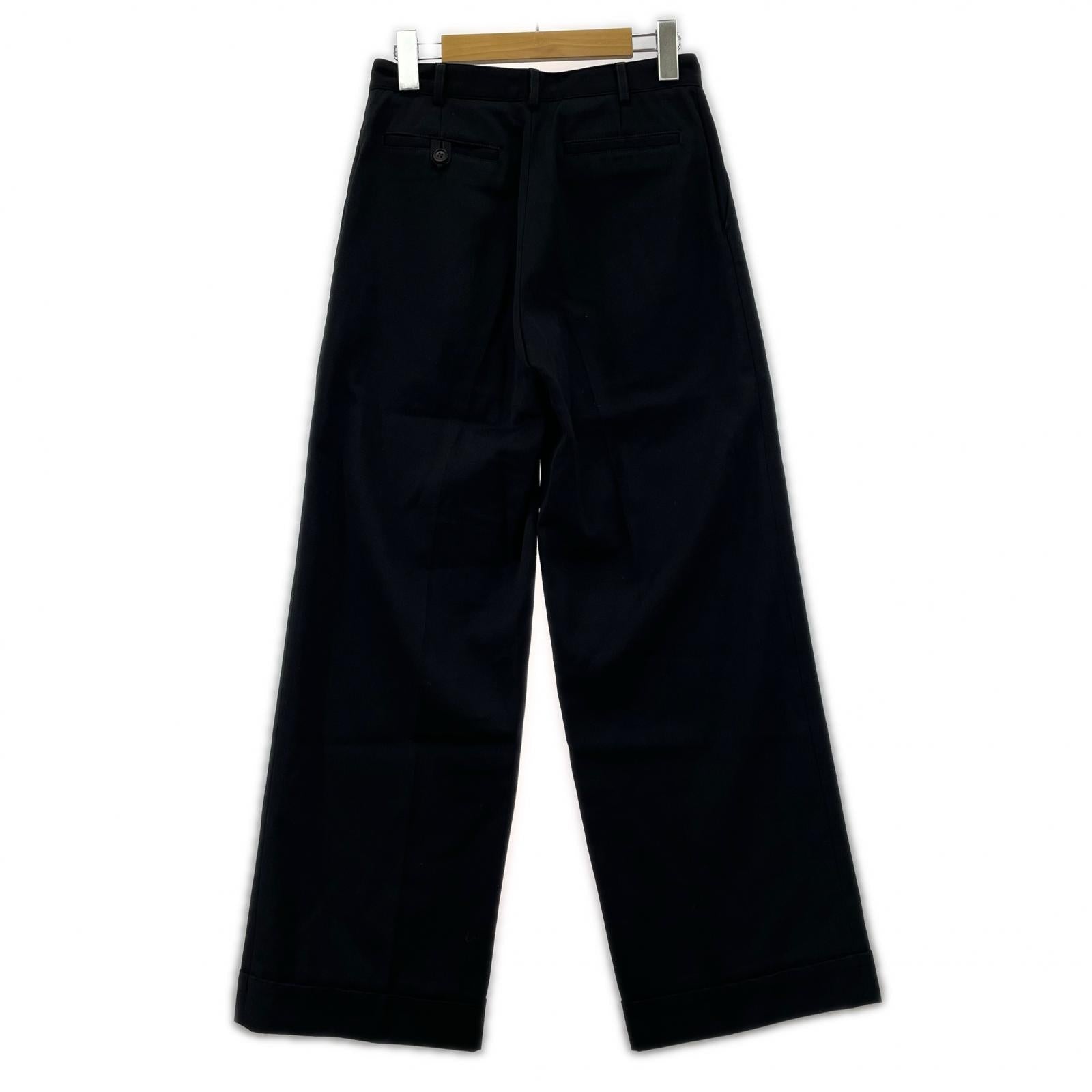 パンツ HIVER2000 フランス製 ウールレーヨン スラックス 黒 (36) 36 ブラック