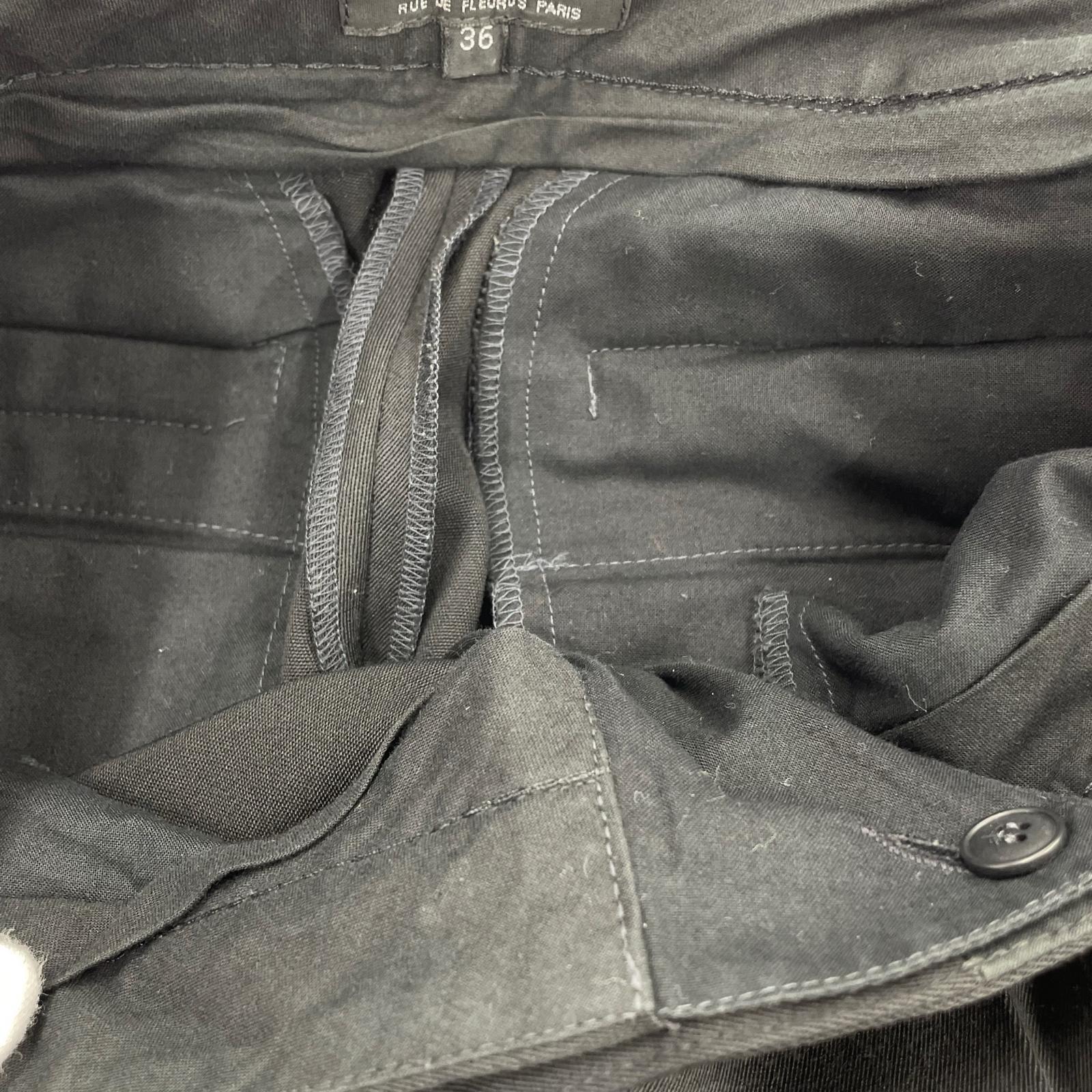 パンツ HIVER2000 フランス製 ウールレーヨン スラックス 黒 (36) 36 ブラック
