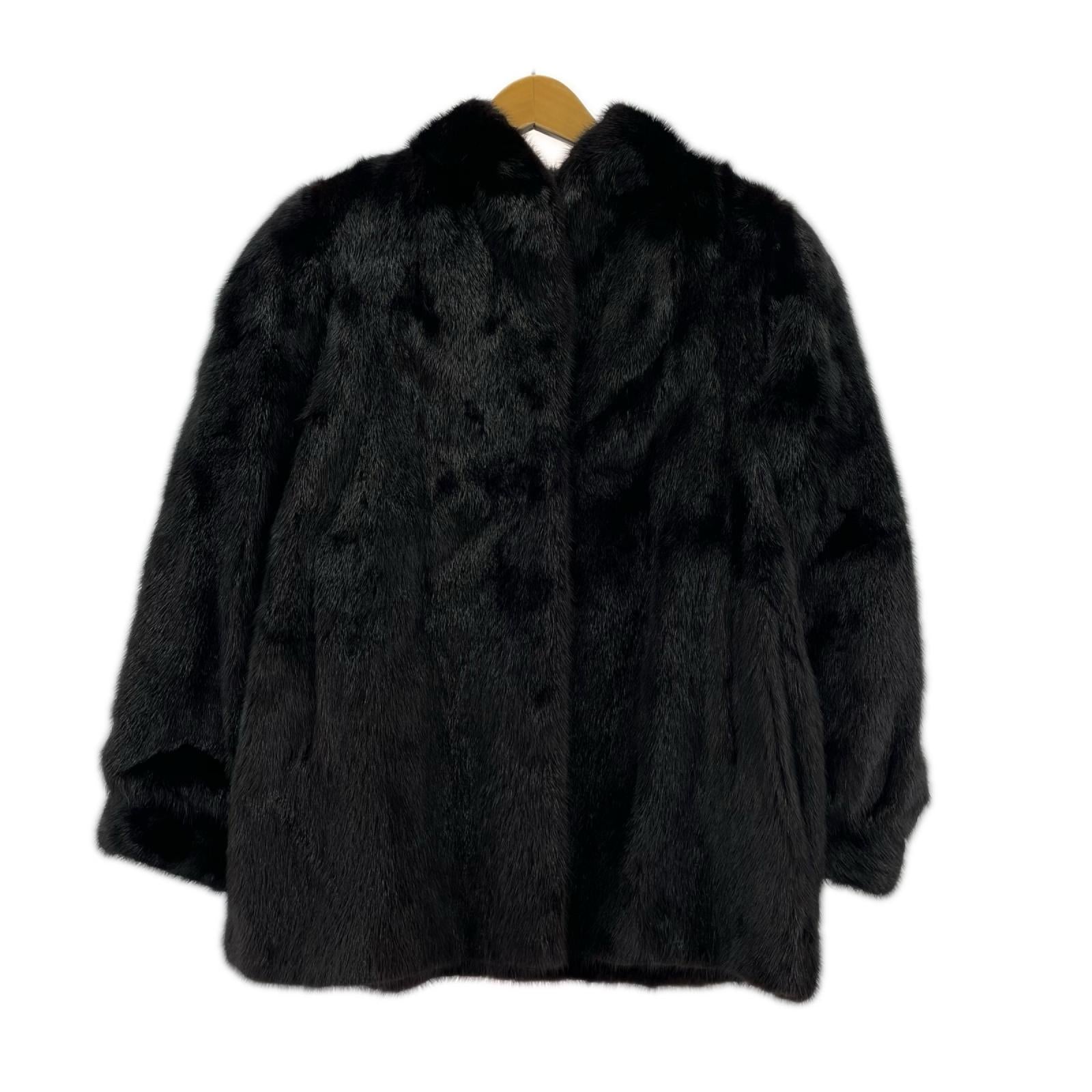 ジャケット Malvoisie ﾐﾝｸﾌｪｰ ｺｰﾄ 黒 ブラック