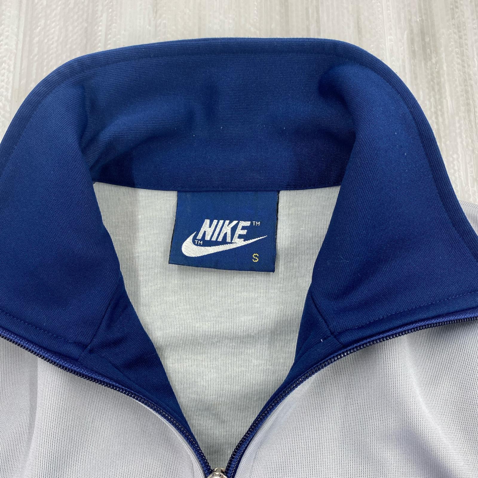 ジャケット NIKE 80s 紺タグ トラックジャケット S グレー×ネイビー×レッド S