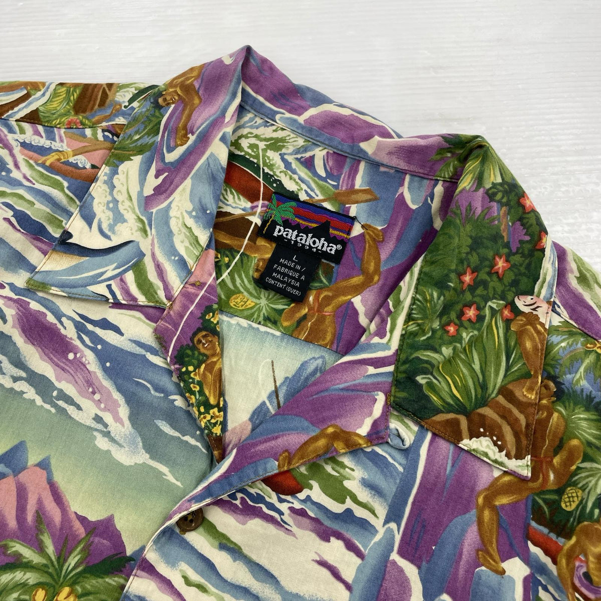 半袖シャツ pataloha メニュー柄 アロハシャツ L