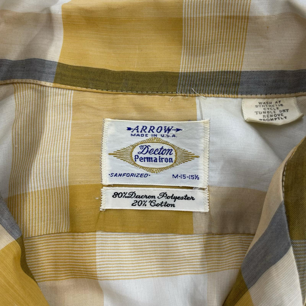 半袖シャツ 60s ARROW ﾁｪｯｸｼｬﾂ USA製 L5985 YEL M