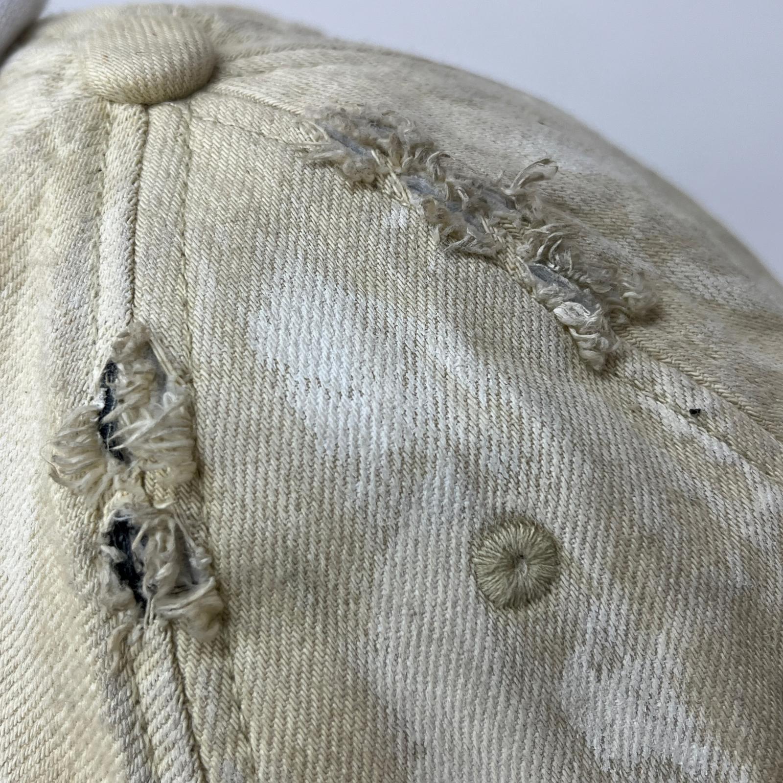 キャップ MARTINE ROSE Rolled 襤褸加工 刺繍キャップ アイボリー