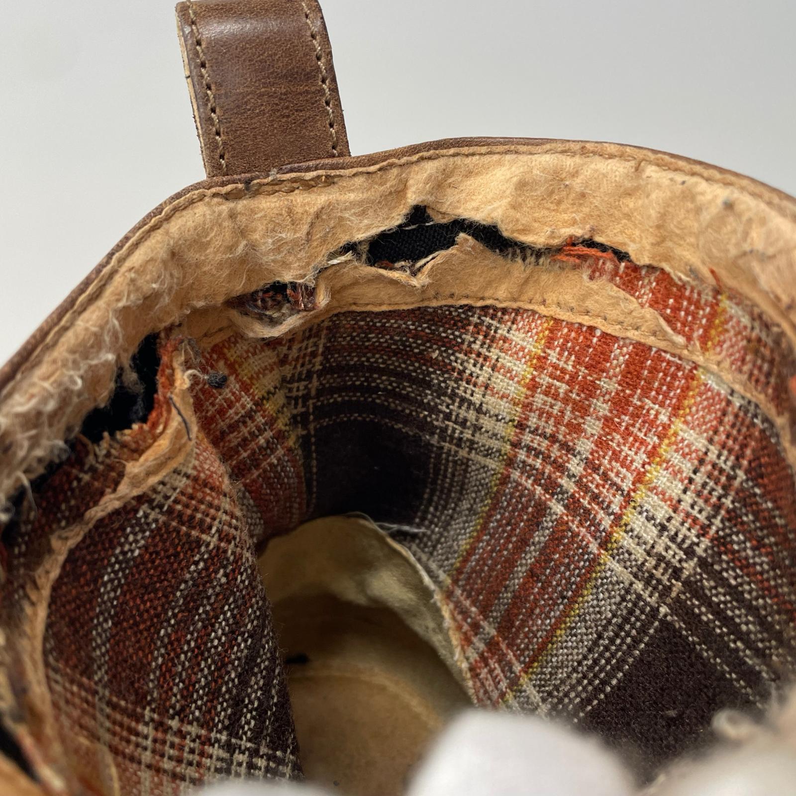 ブーツ Harris Tweed 茶 レザー ブラウン