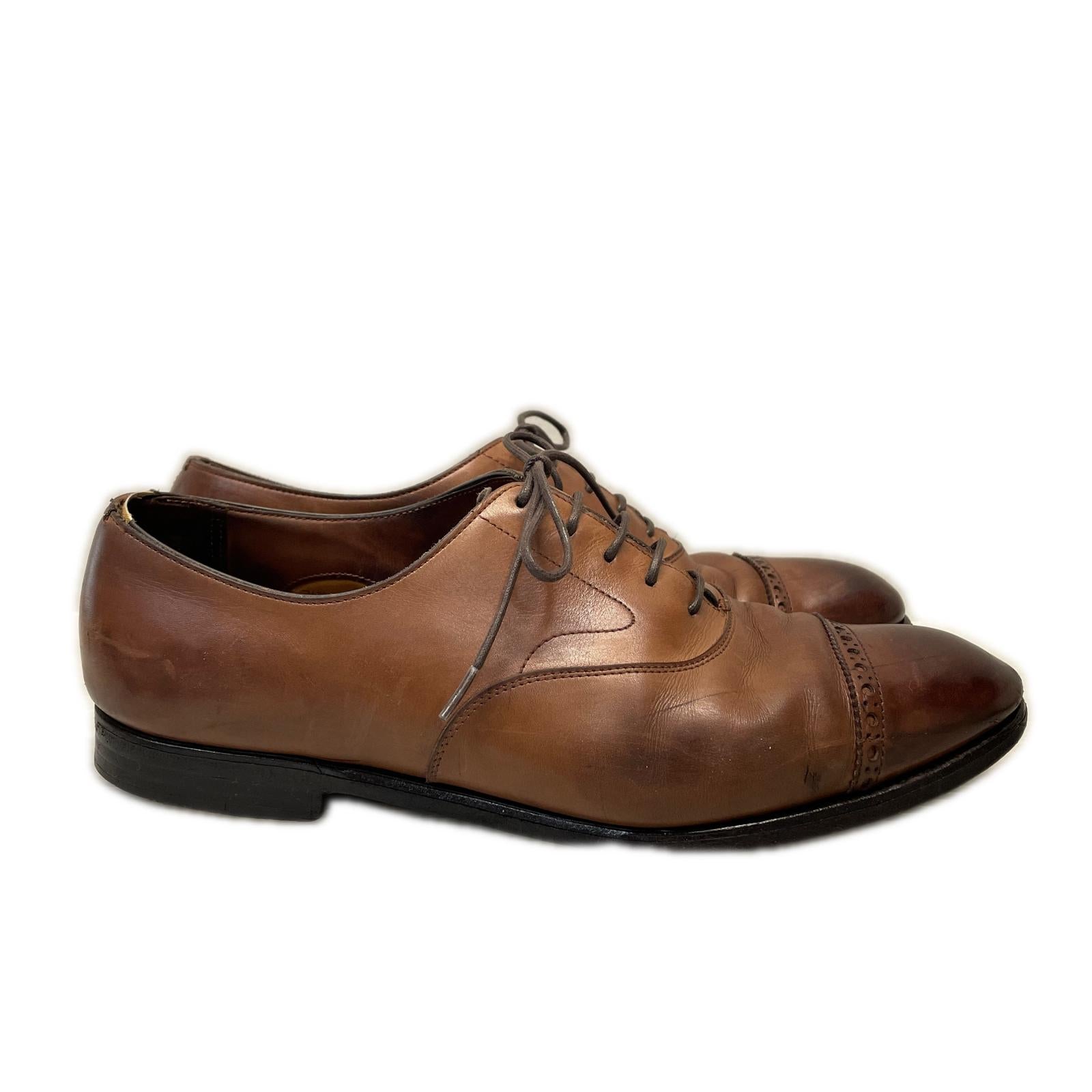 シューズ EDWARD GREEN キャップトゥメダリオンシューズ 7 1/2 茶色 26cm (US8 UK7 1/2 EU42)