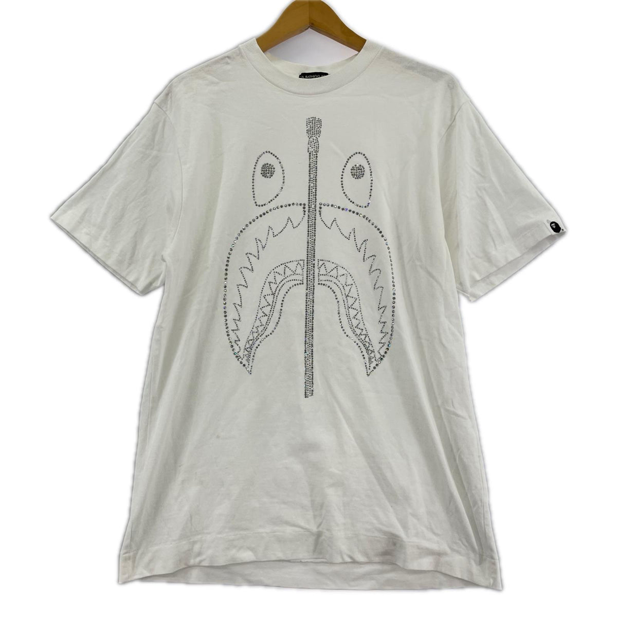 半袖Ｔシャツ A BATHING APE ラインストーンシャーク S/STee 白 (M) M ホワイト