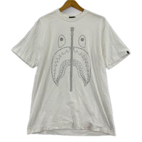 半袖Ｔシャツ A BATHING APE ラインストーンシャーク S/STee 白 (M) M ホワイト