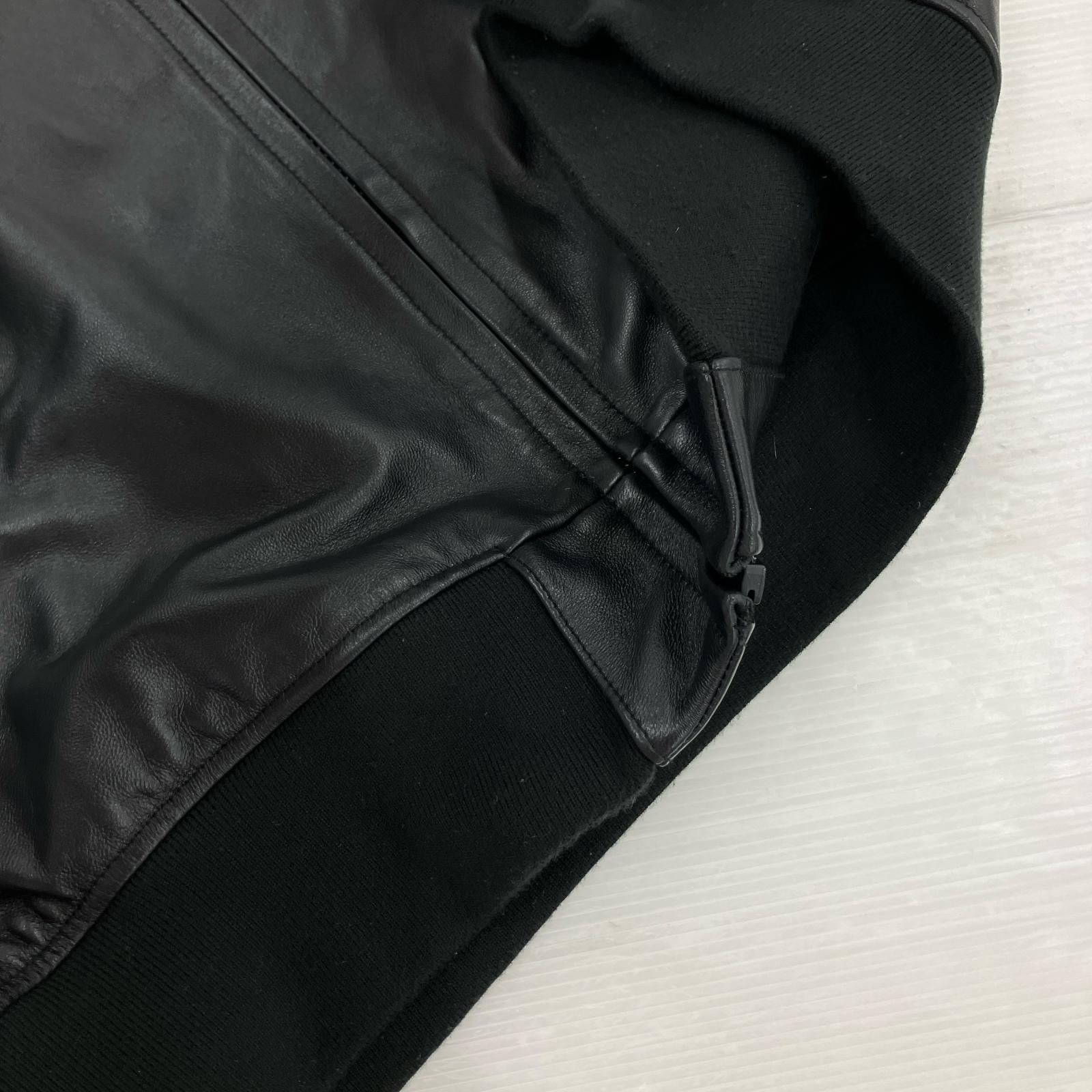 ジャケット フーデッドレザージャケット (XL) 783-3250081 ブラック