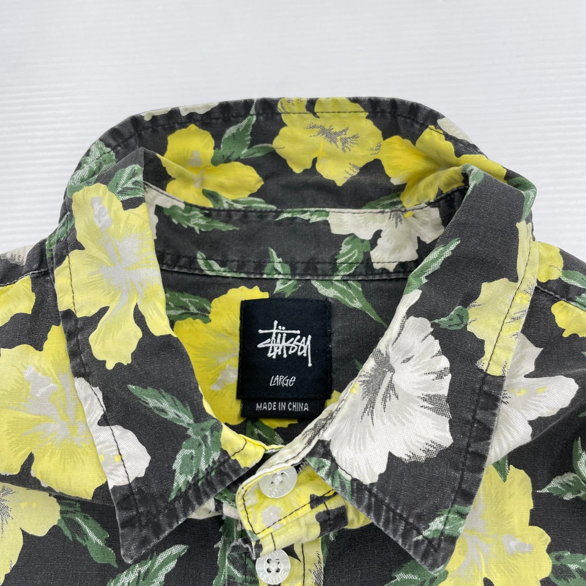 半袖シャツ ボタニカル柄S/Sシャツ L ブラック