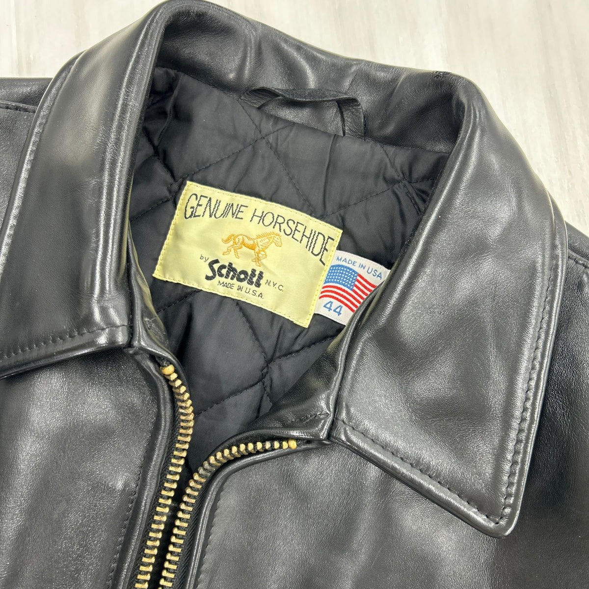 レザージャケット Horsehide Casual Racer Jacket（44） 44 ブラック